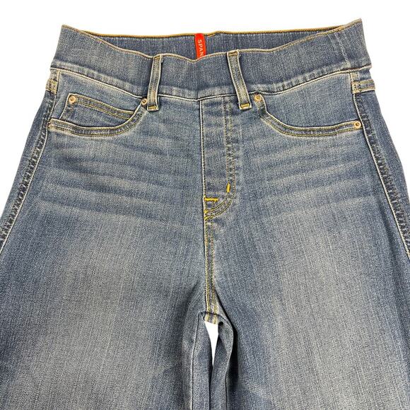 SPANX Seamed Front Wide Leg Pull On Stretch Jeans Vintage Indigo Wash Size S - Picture 6 of 16